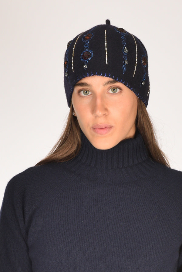 Le Chapeau Cappello Decorato Blu Donna