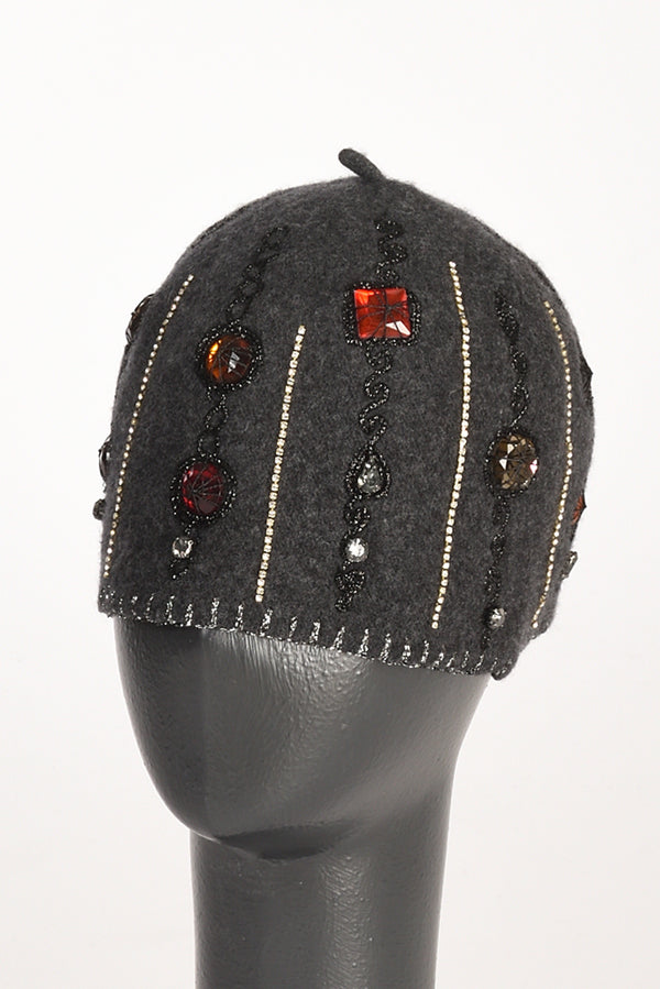 Le Chapeau Cappello Decorato Grigio Asfalto Donna