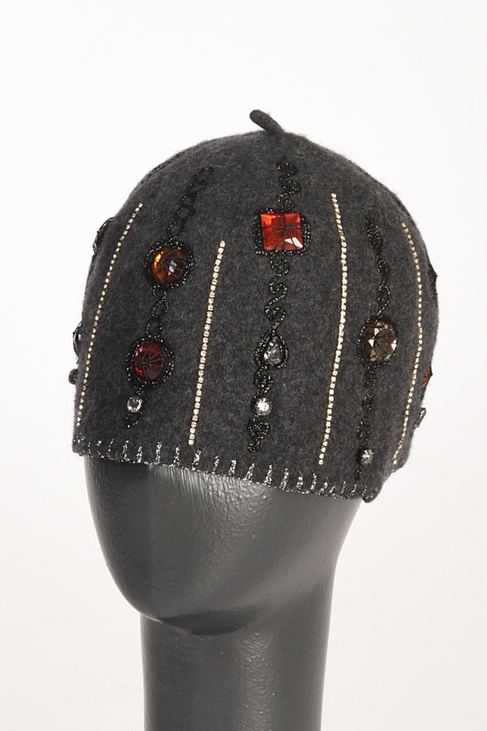 Le Chapeau Cappello Decorato Grigio Asfalto Donna - 1