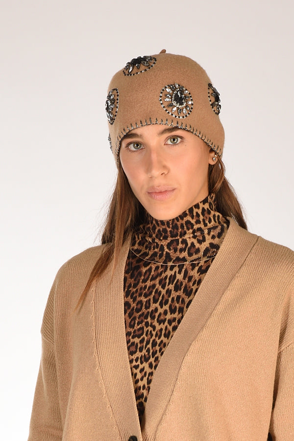 Le Chapeau Cappello Decorato Beige Cammello Donna