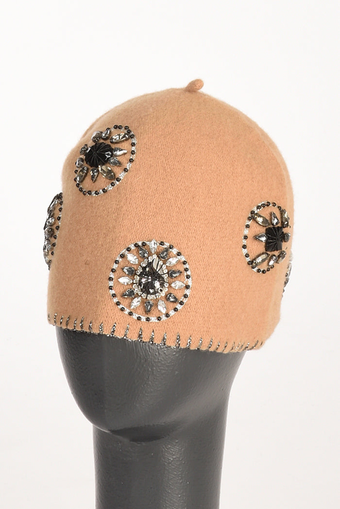Le Chapeau Cappello Decorato Beige Cammello Donna - 1