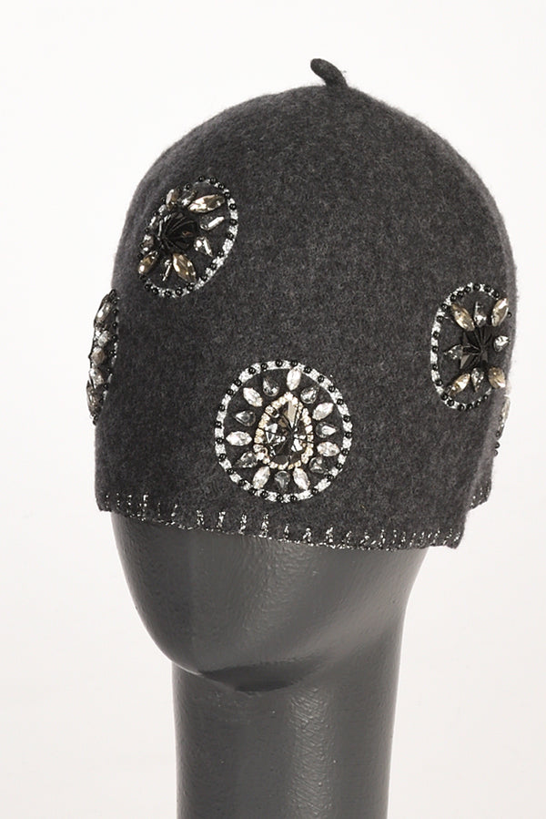 Le Chapeau Cappello Decorato Grigio Asfalto Donna
