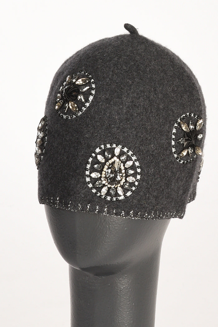 Le Chapeau Cappello Decorato Grigio Asfalto Donna - 1