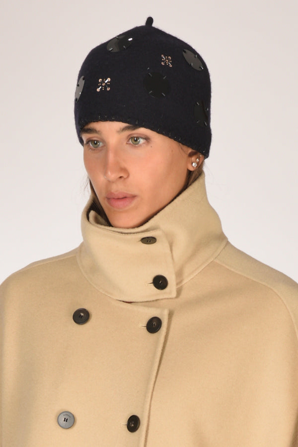 Le Chapeau Cappello Decorato Blu/nero Donna