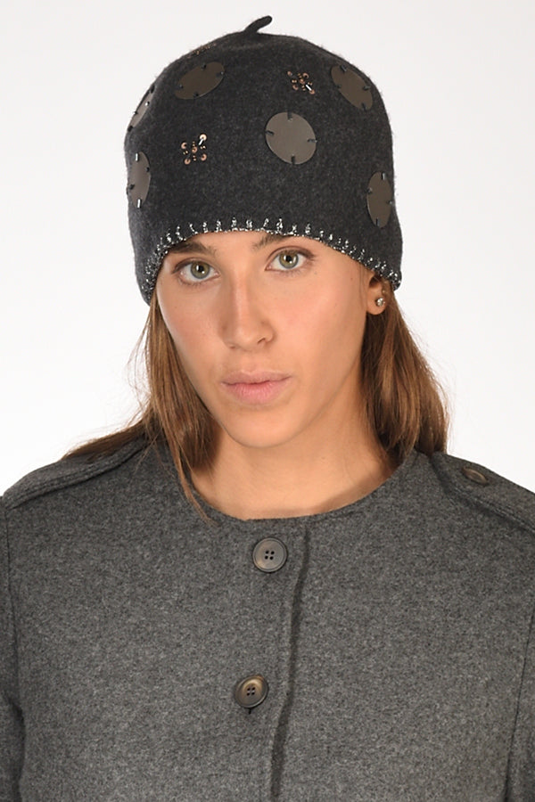 Le Chapeau Cappello Decorato Grigio Asfalto Donna