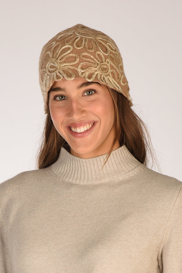 Le Chapeau Cappello Decorato Beige Cammello Donna