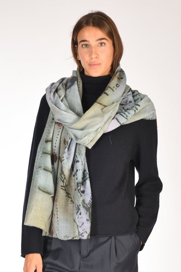 Jaipur Oro Sciarpa Stampata Grigio/azzurro Donna