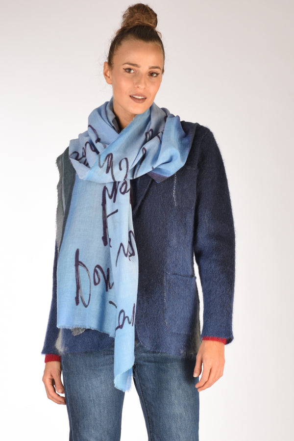 Jaipur Oro Sciarpa Stampata Azzurro Donna