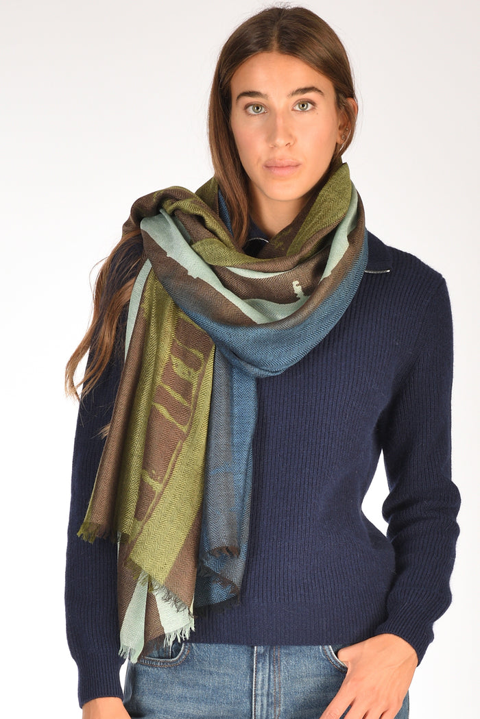 Pyaar Sciarpa Stampata Verde/blu Donna - 1