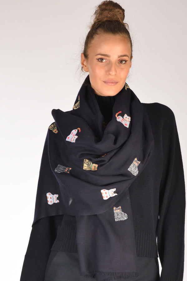 Suvira Sciarpa Stampata Blu Donna