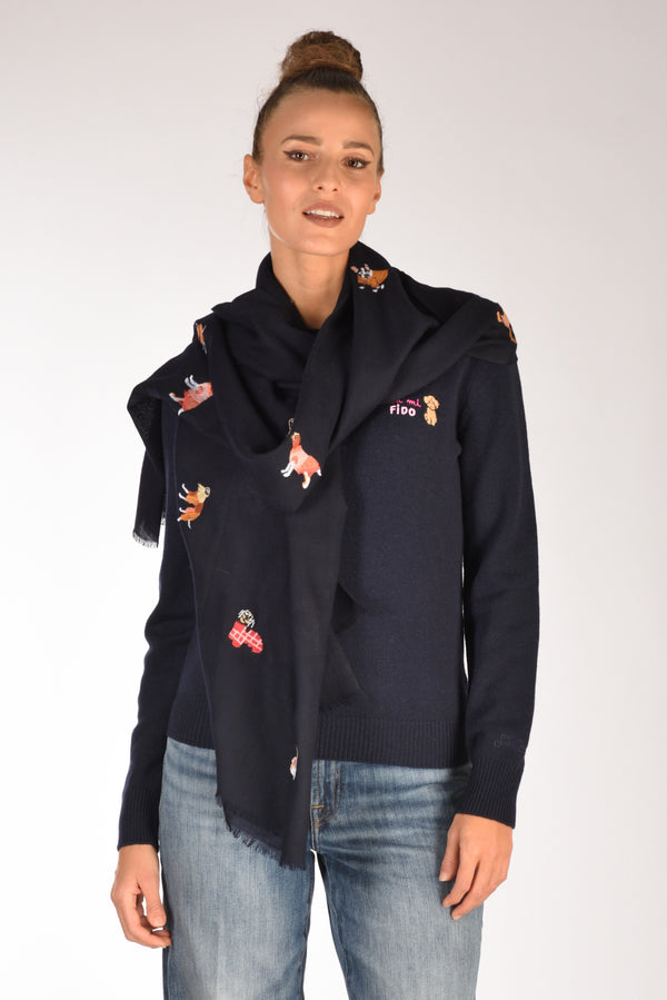 Suvira Sciarpa Stampata Blu Donna
