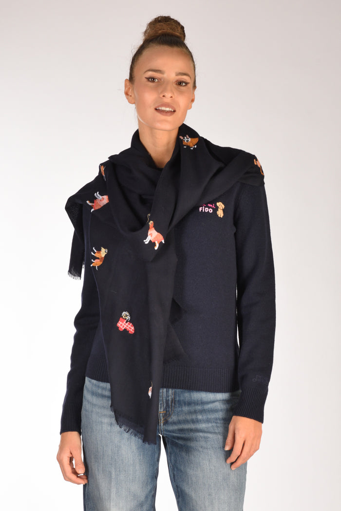 Suvira Sciarpa Stampata Blu Donna - 1