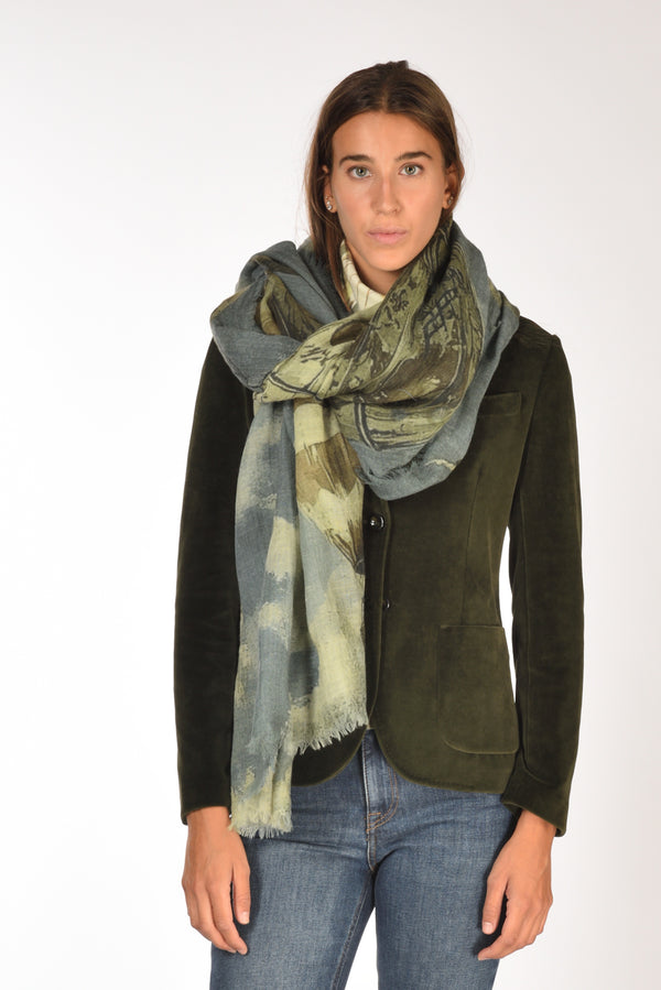 Suvira Sciarpa Stampata Verde/grigio Donna