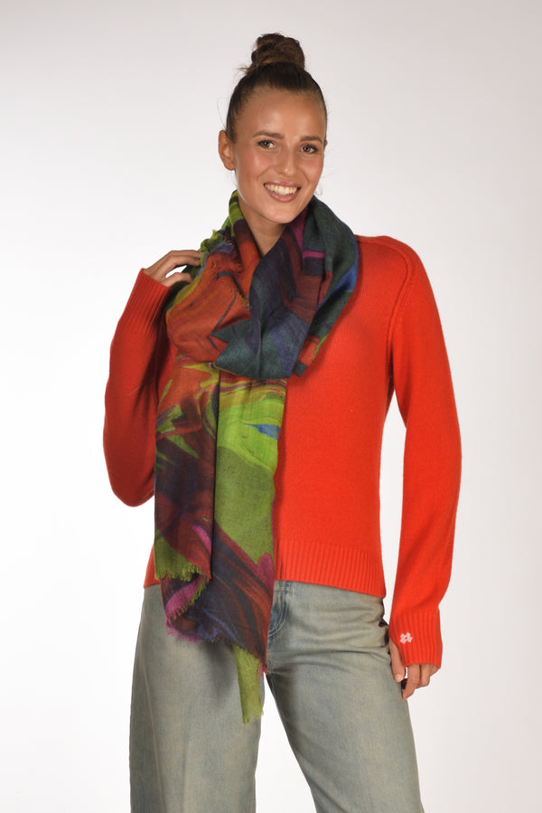 Suvira Sciarpa Stampata Verde/rosso/multicolor Donna