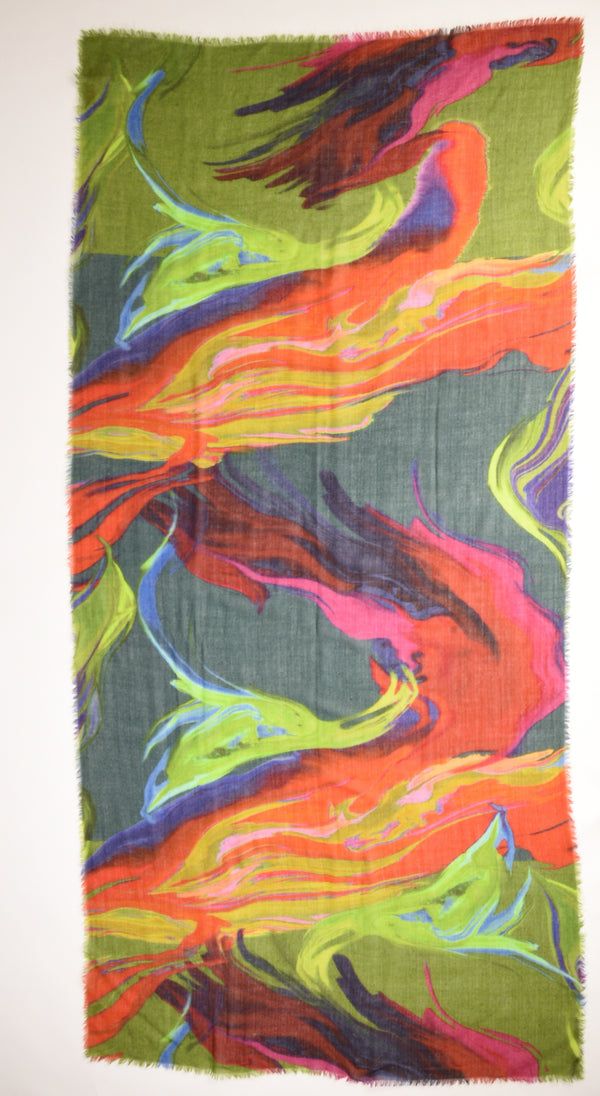 Suvira Sciarpa Stampata Verde/rosso/multicolor Donna