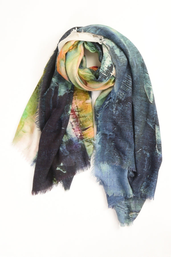 Suvira Sciarpa Stampata Blu/verde/bianco Donna