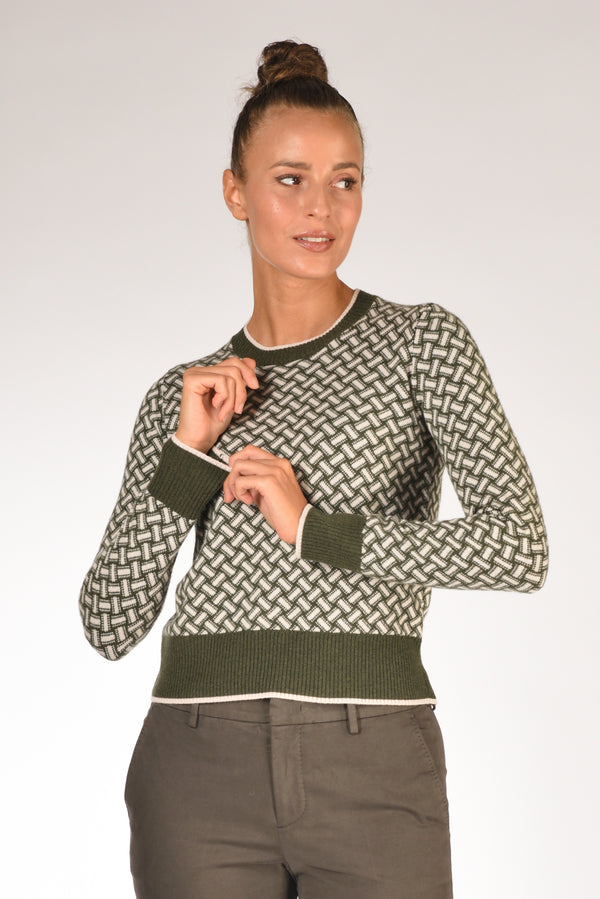 Drumohr Maglia Biscottino Verde/beige Donna