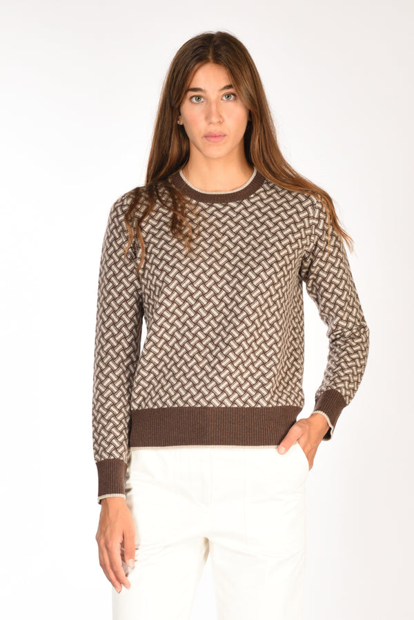 Drumohr Maglia Biscottino Marrone/beige Donna