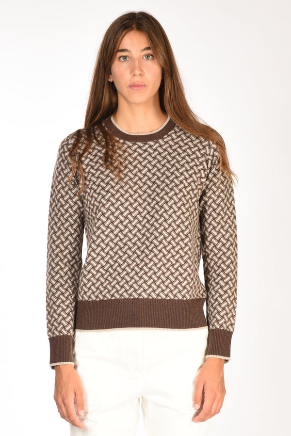 Drumohr Maglia Biscottino Marrone/beige Donna-2