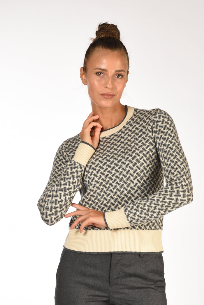 Drumohr Maglia Biscottino Grigio/bianco Donna - 1