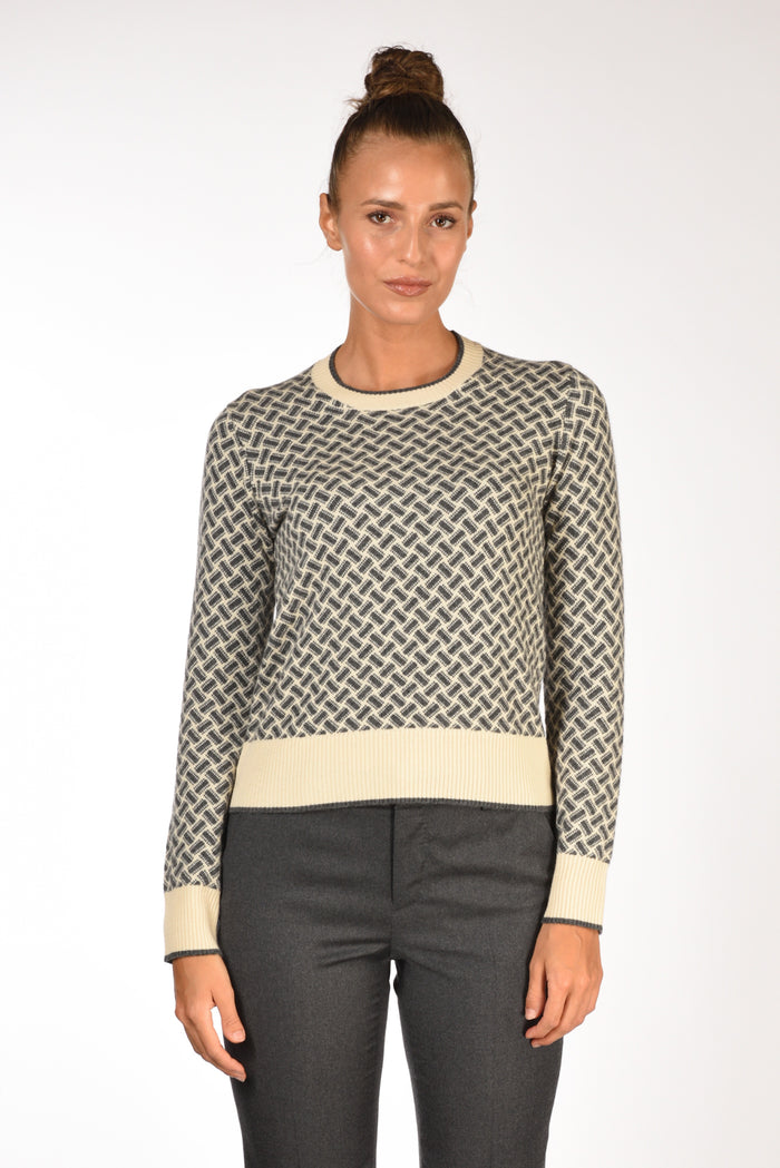 Drumohr Maglia Biscottino Grigio/bianco Donna - 2