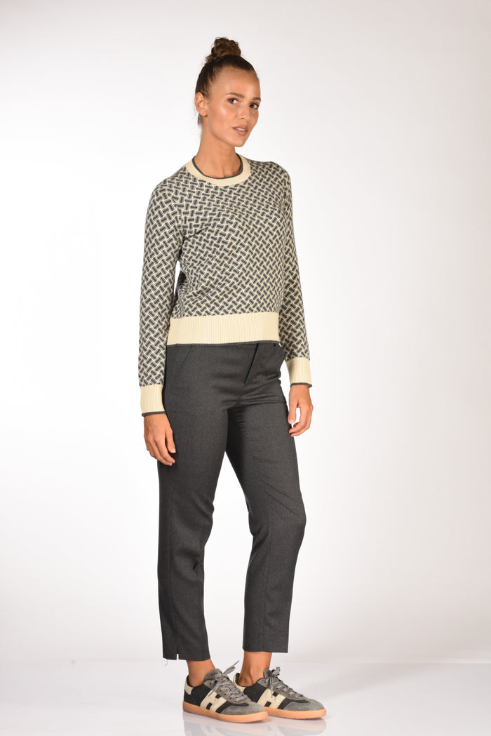 Drumohr Maglia Biscottino Grigio/bianco Donna - 4