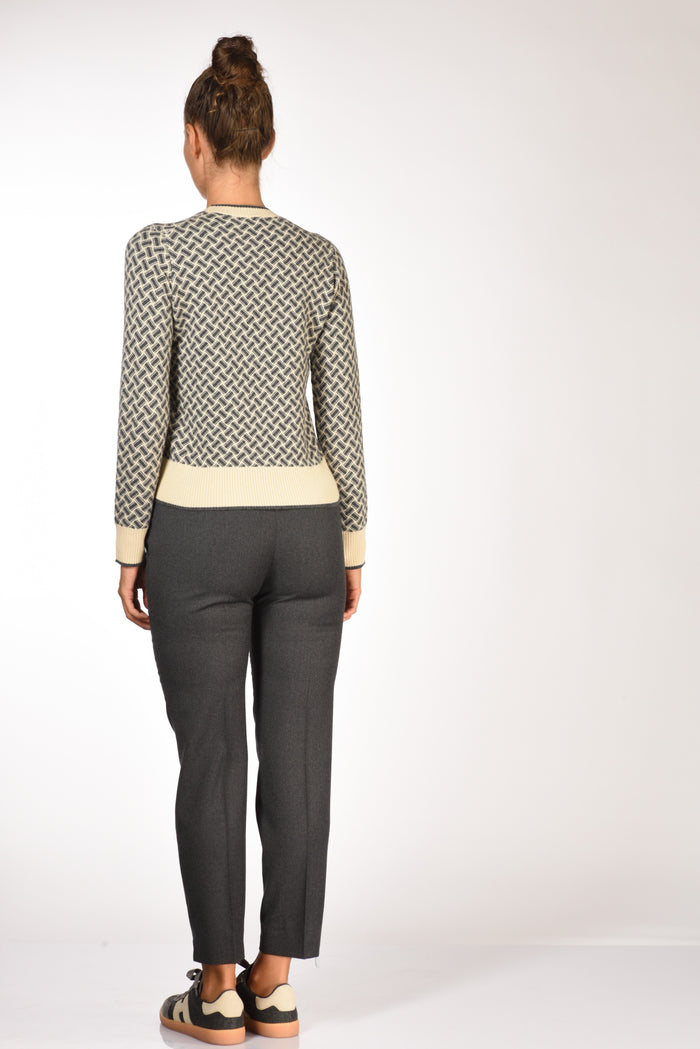 Drumohr Maglia Biscottino Grigio/bianco Donna - 5