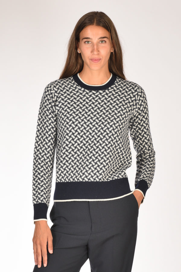 Drumohr Maglia Biscottino Blu/bianco Donna