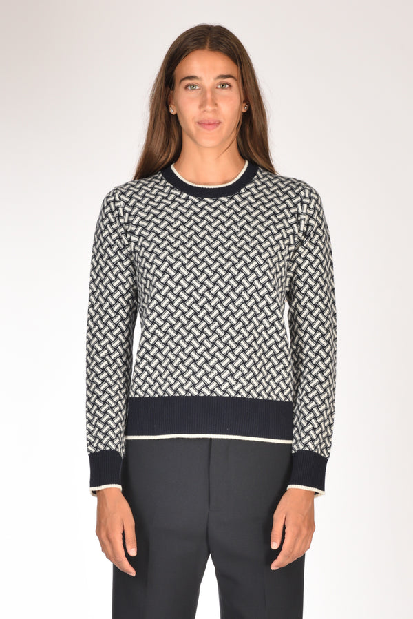 Drumohr Maglia Biscottino Blu/bianco Donna-2