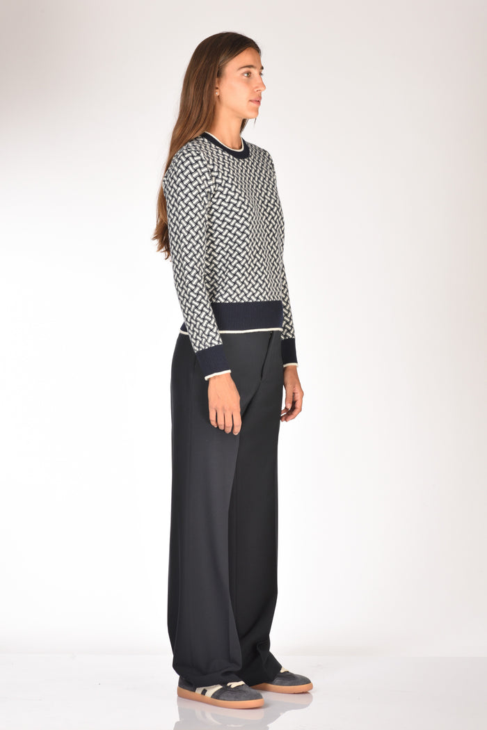Drumohr Maglia Biscottino Blu/bianco Donna - 4
