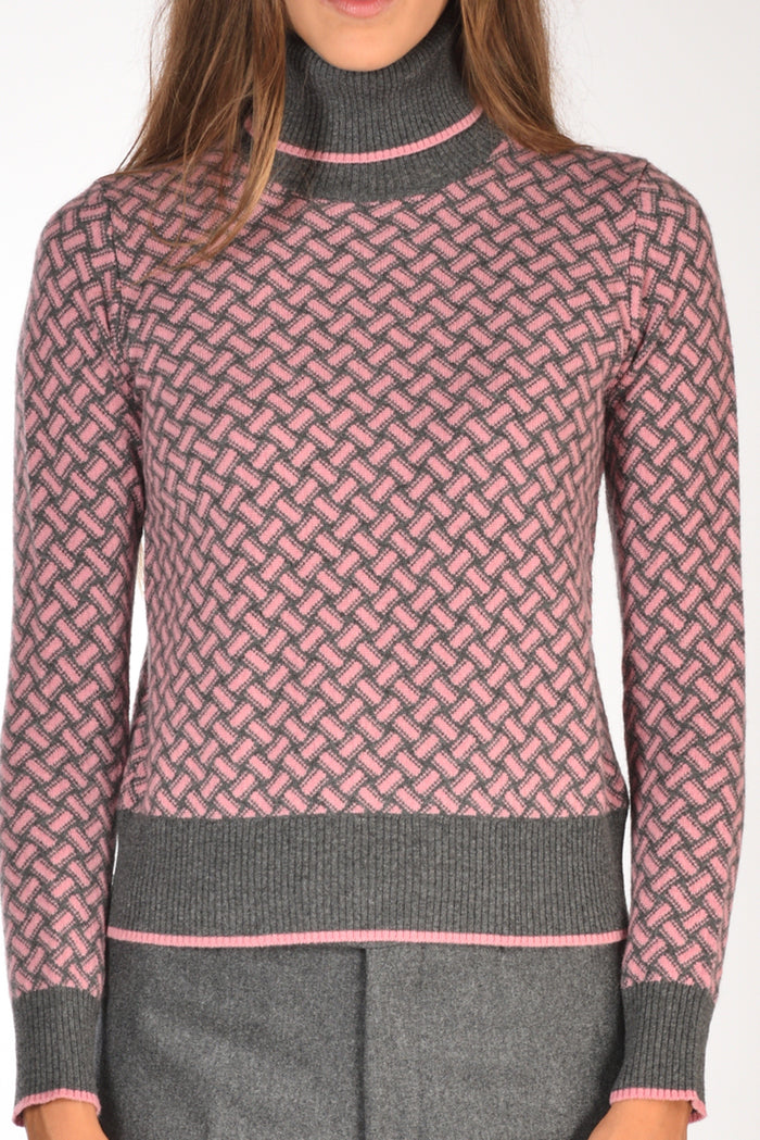 Drumohr Maglia Biscottino Rosa/grigio Donna - 3