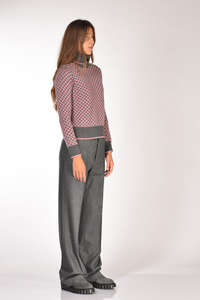 Drumohr Maglia Biscottino Rosa/grigio Donna - 4