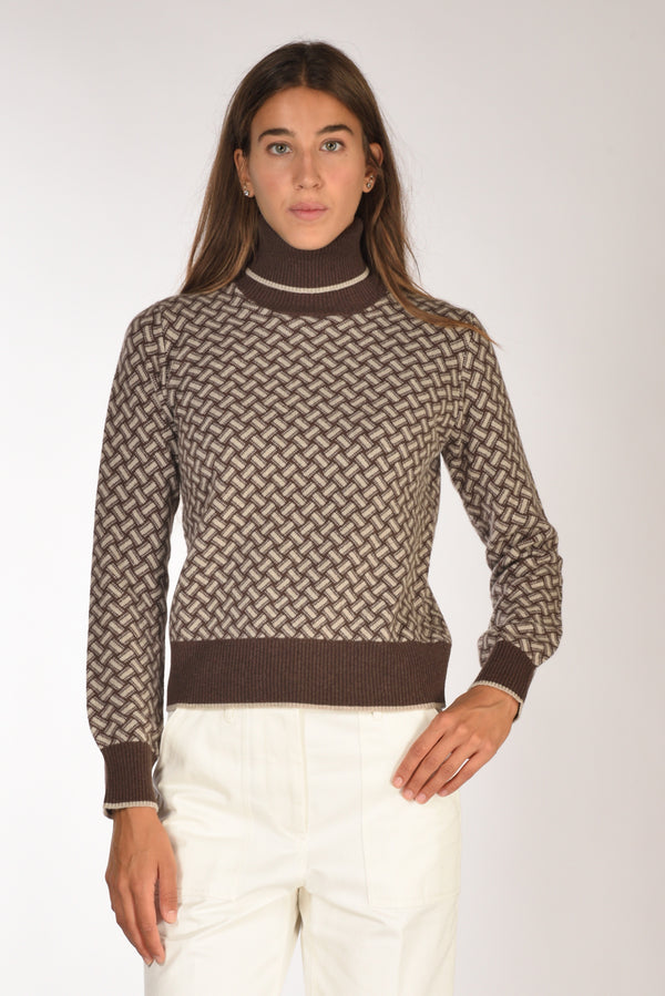 Drumohr Maglia Biscottino Marrone/beige Donna