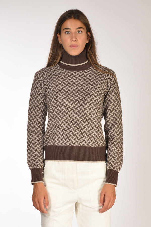Drumohr Maglia Biscottino Marrone/beige Donna-2