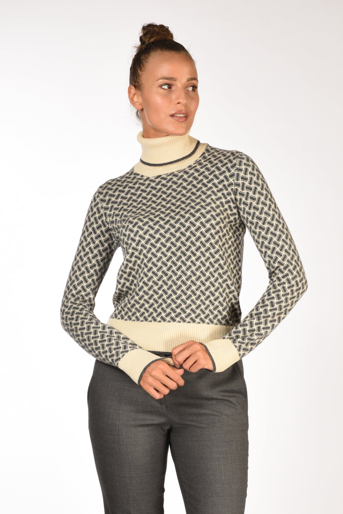 Drumohr Maglia Biscottino Grigio/bianco Donna - 1