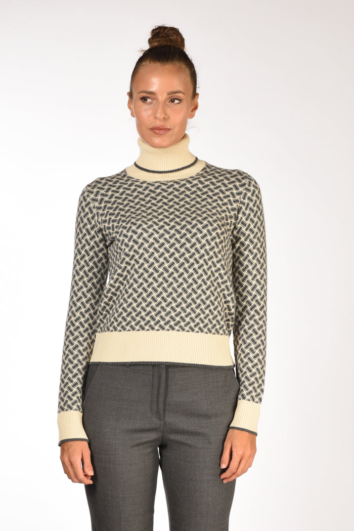 Drumohr Maglia Biscottino Grigio/bianco Donna - 2