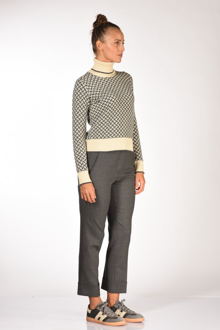 Drumohr Maglia Biscottino Grigio/bianco Donna - 4