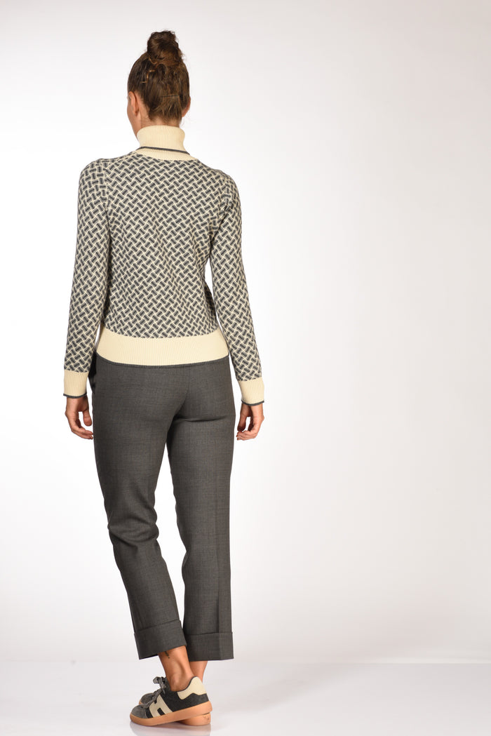 Drumohr Maglia Biscottino Grigio/bianco Donna - 5