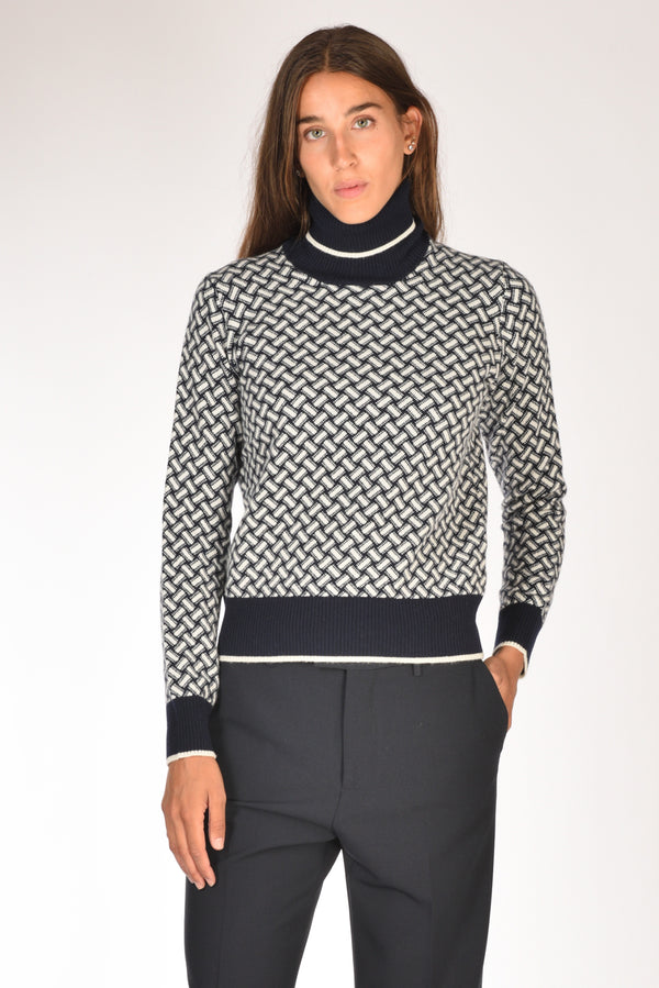Drumohr Maglia Biscottino Blu/bianco Donna