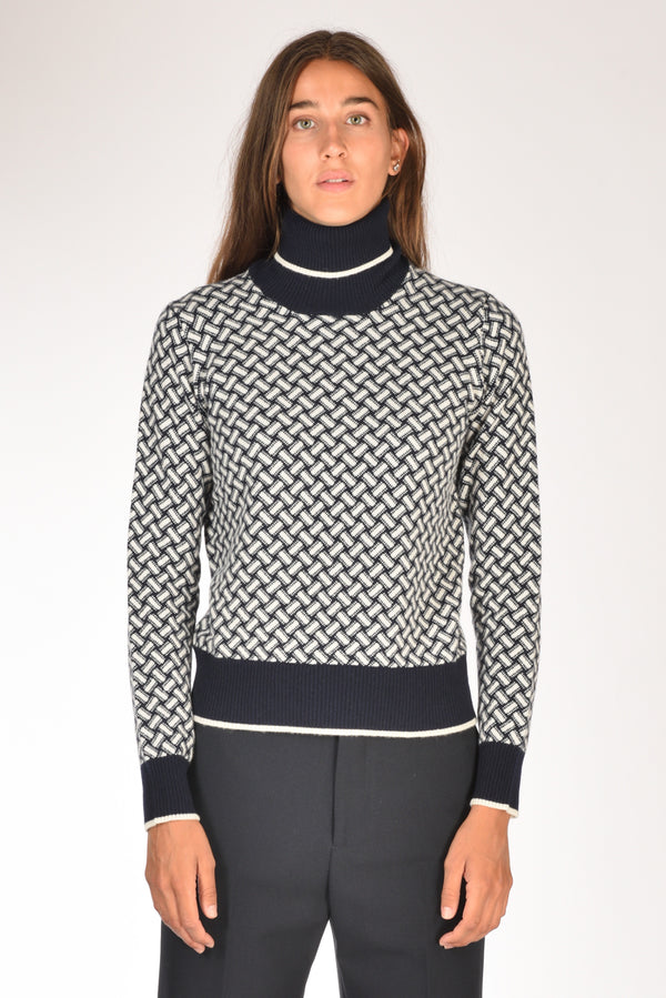 Drumohr Maglia Biscottino Blu/bianco Donna-2