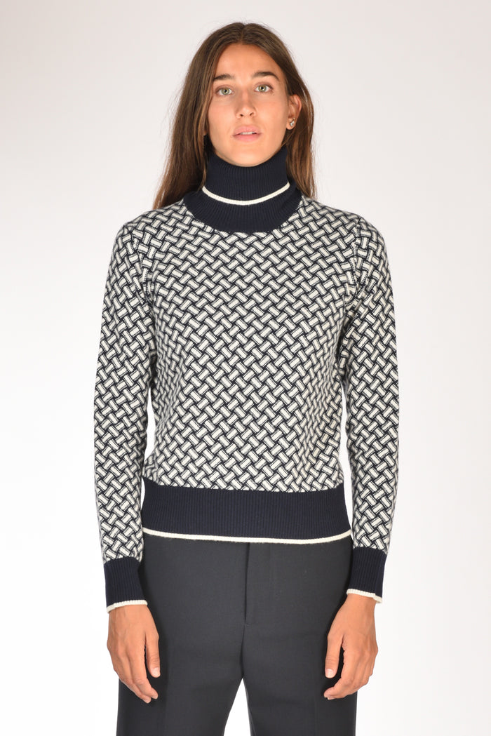 Drumohr Maglia Biscottino Blu/bianco Donna - 2