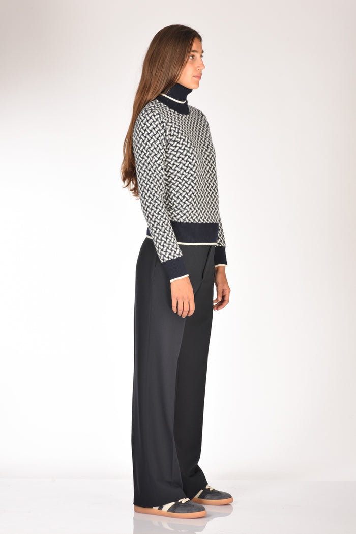 Drumohr Maglia Biscottino Blu/bianco Donna - 4