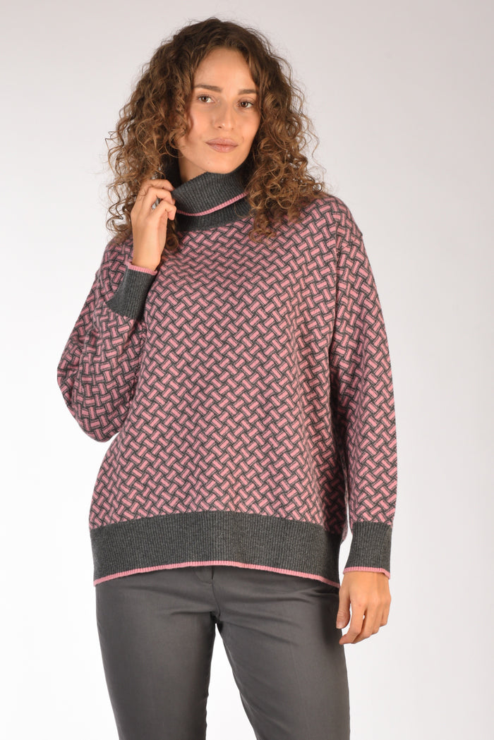 Drumohr Maglia Biscottino Rosa/grigio Donna - 1