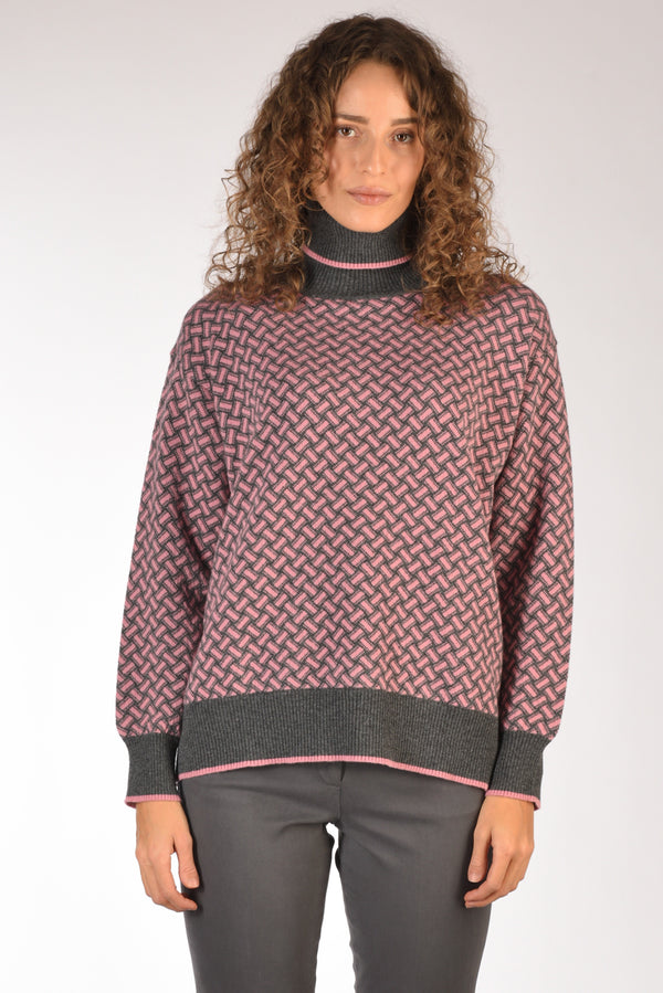 Drumohr Maglia Biscottino Rosa/grigio Donna-2