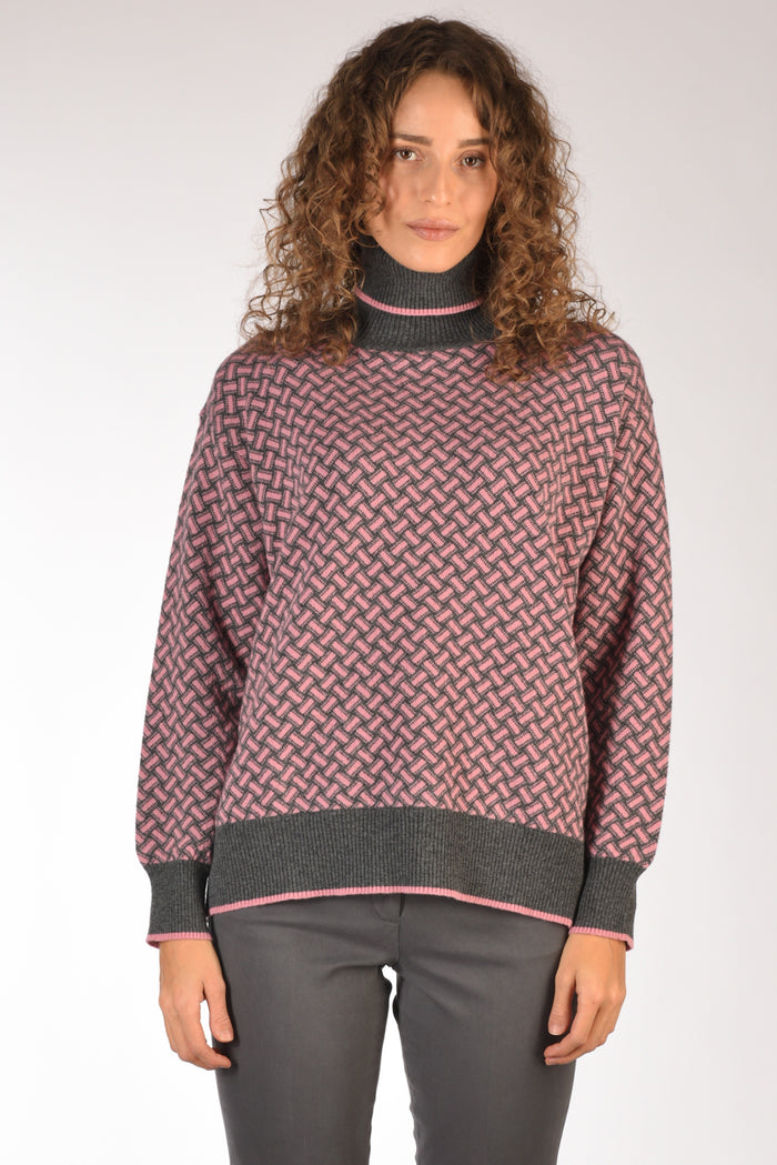 Drumohr Maglia Biscottino Rosa/grigio Donna - 2