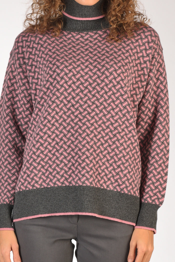 Drumohr Maglia Biscottino Rosa/grigio Donna - 3