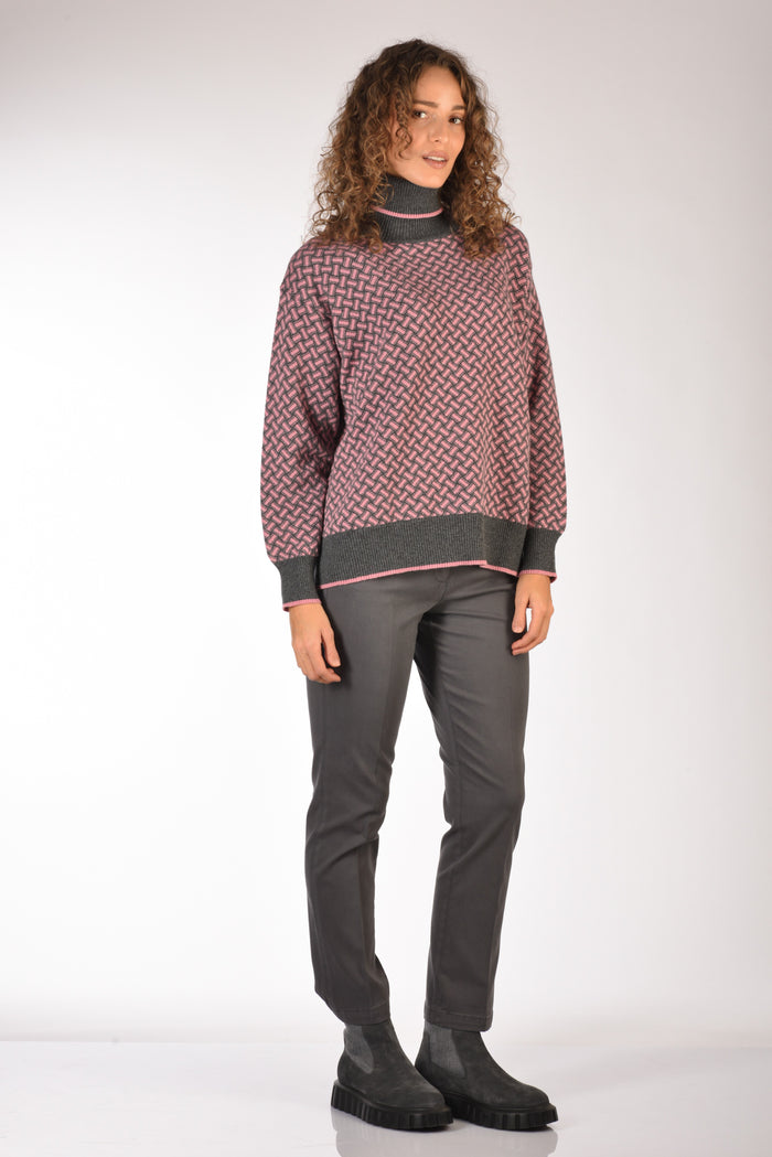 Drumohr Maglia Biscottino Rosa/grigio Donna - 4