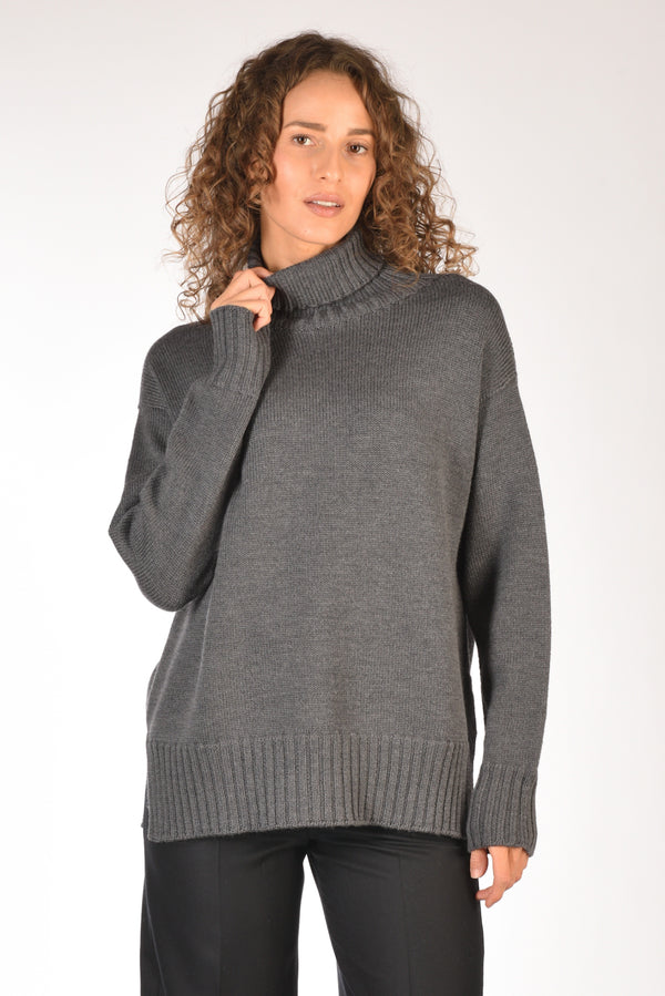 Drumohr Maglia Dolcevita Grigio Asfalto Donna