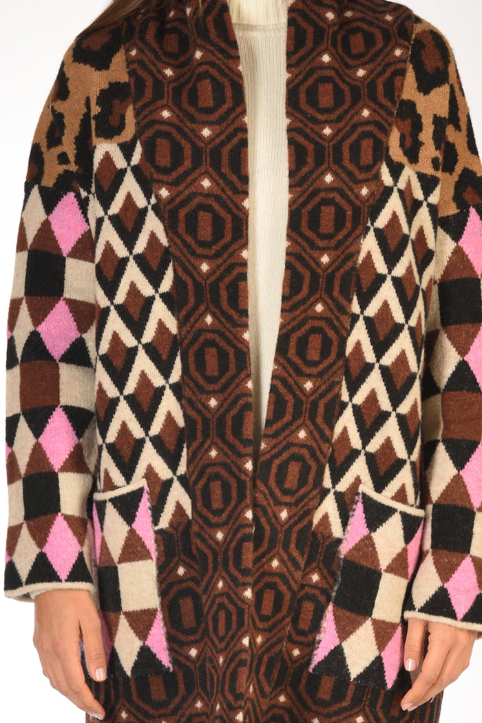 Malìparmi Maglia Cappotto Marrone/beige Donna - 3