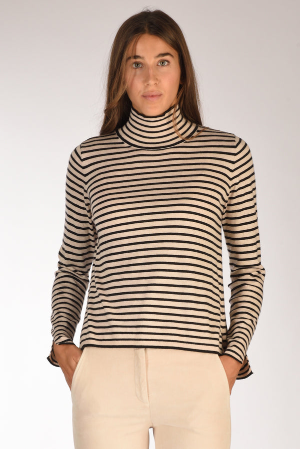 Malìparmi Maglia Rigata Nero/beige Chiaro Donna